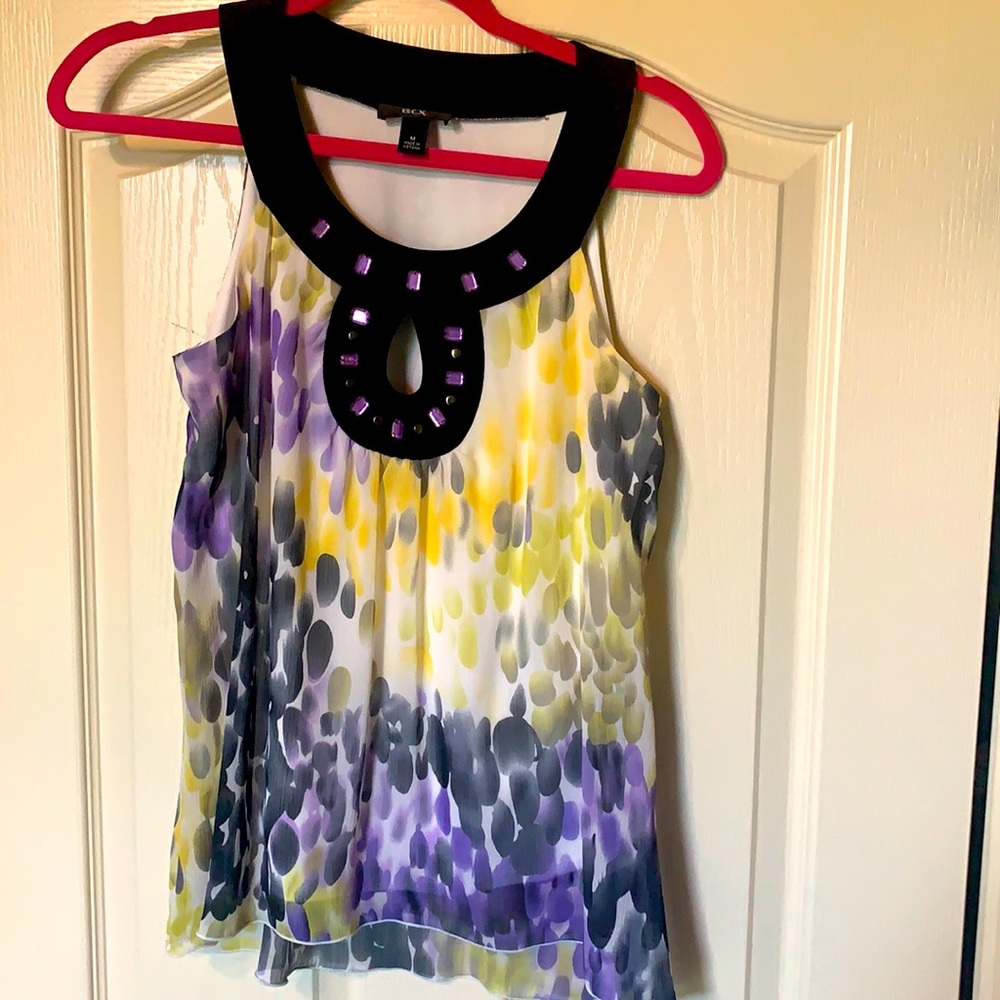 Multi print chiffon lined blouse